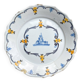 Antique French Earthenware Plate 18th Century NEVERS Landscape Motif