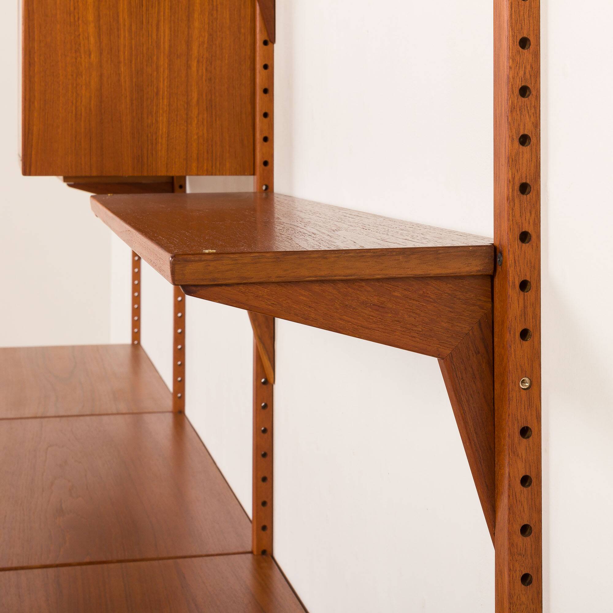 Hansen and Guldborg 3 bay teak wall unit, Denmark 1960s
