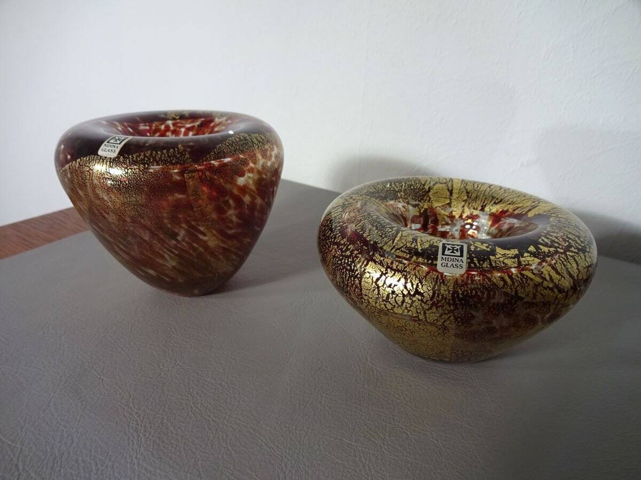 Maltese Glass Ashtrays from Mdina, 1960s, Set of 2