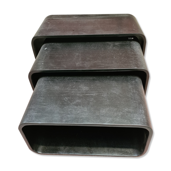 Table gigogne bois noir vintage