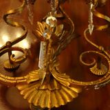 Pair of four-light gilded iron wall lamps 30 x 46 cm