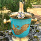Vintage cloisonne brass champagne bucket with turquoise grape design