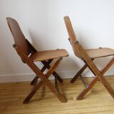 Pair of folding wooden chairs US ARMY World War II