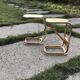 Set of 2 mid-century brown wooden side tables with magazine rack, Italy 1950s