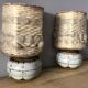 Duo of ceramic wall light wool lampshade