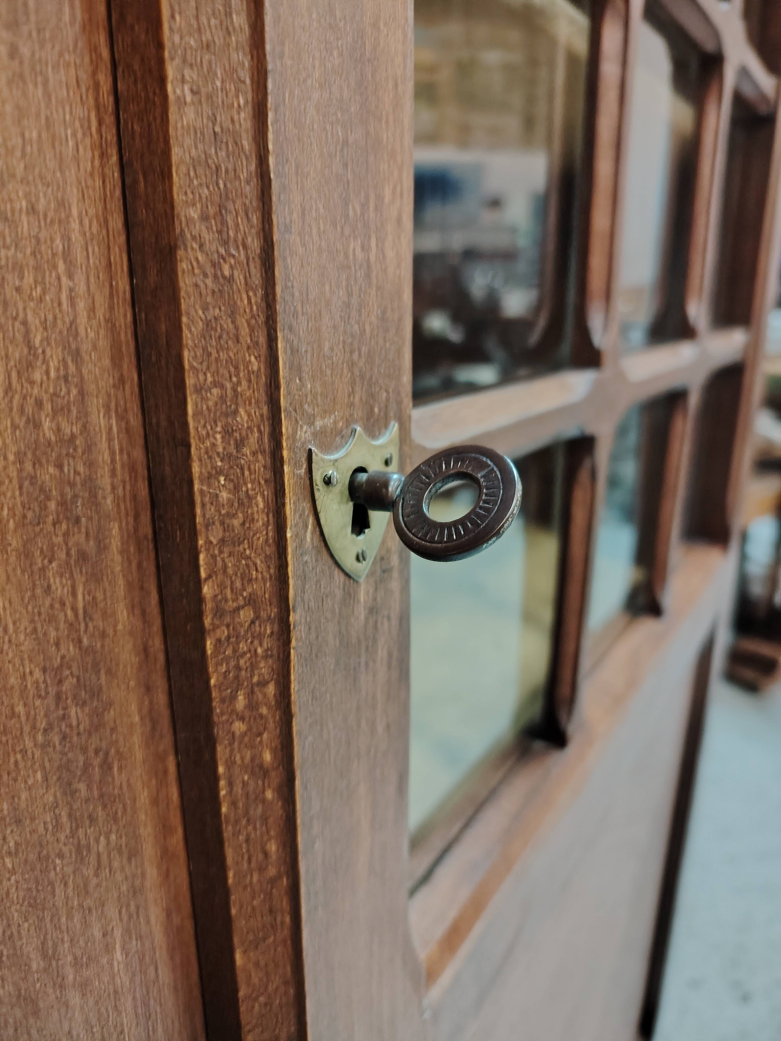 Tall Solid Wood Display Cabinet with Crossbars – Chic Country Style