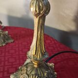 paire de lampes de chevet bronze et opaline 31x11 elec refait a neuf