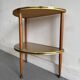 Table d'appoint demi-lune à deux niveaux vintage
