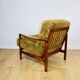 Fauteuil vintage en bois marron Khaki / Olive en fausse fourrure longue de renard par Z. Bączyk - 2 pièces disponibles