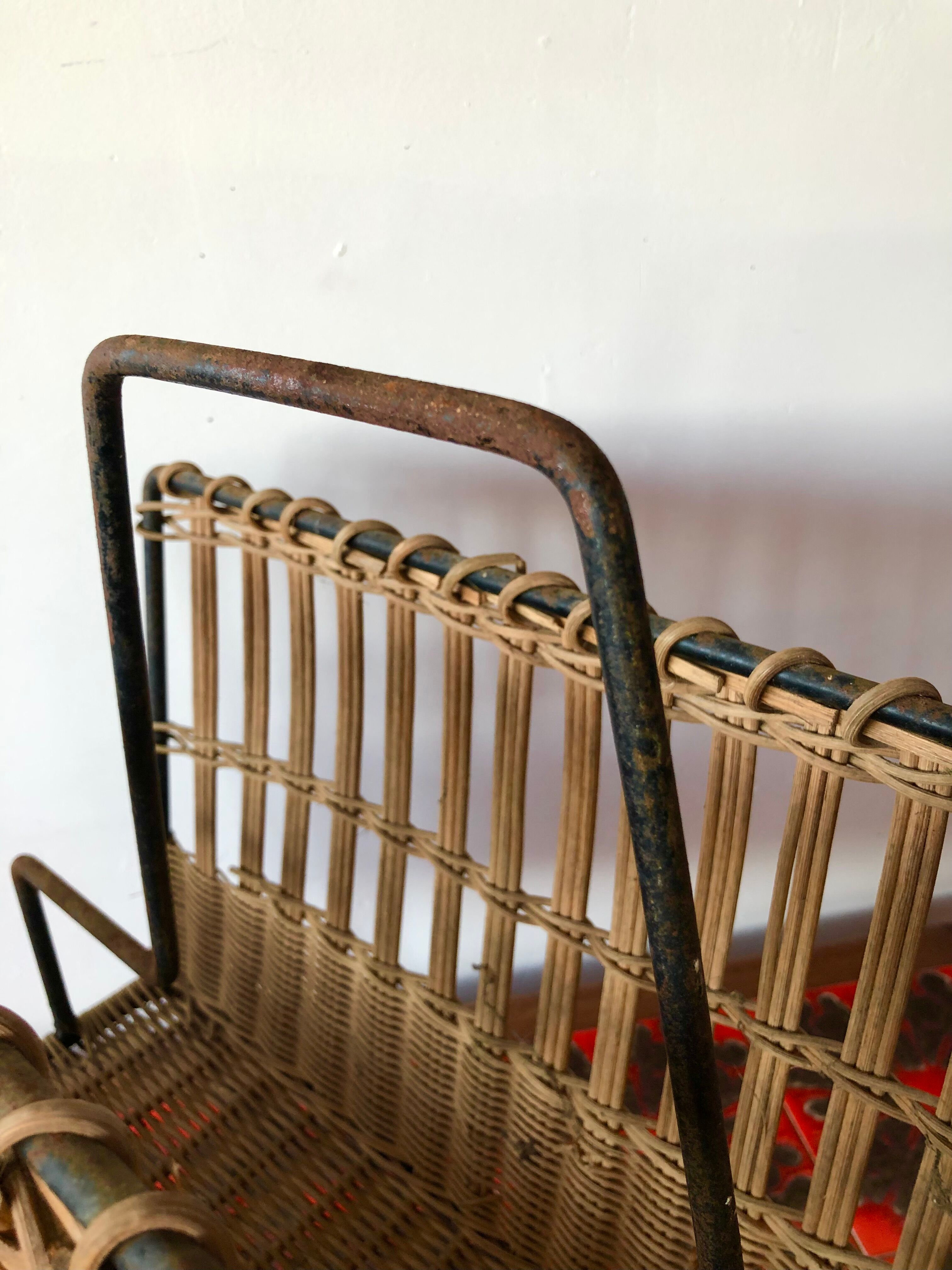 Vintage rattan magazine holder