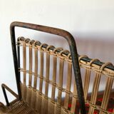 Vintage rattan magazine holder
