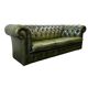Antique green leather Chesterfield / sofa / couch