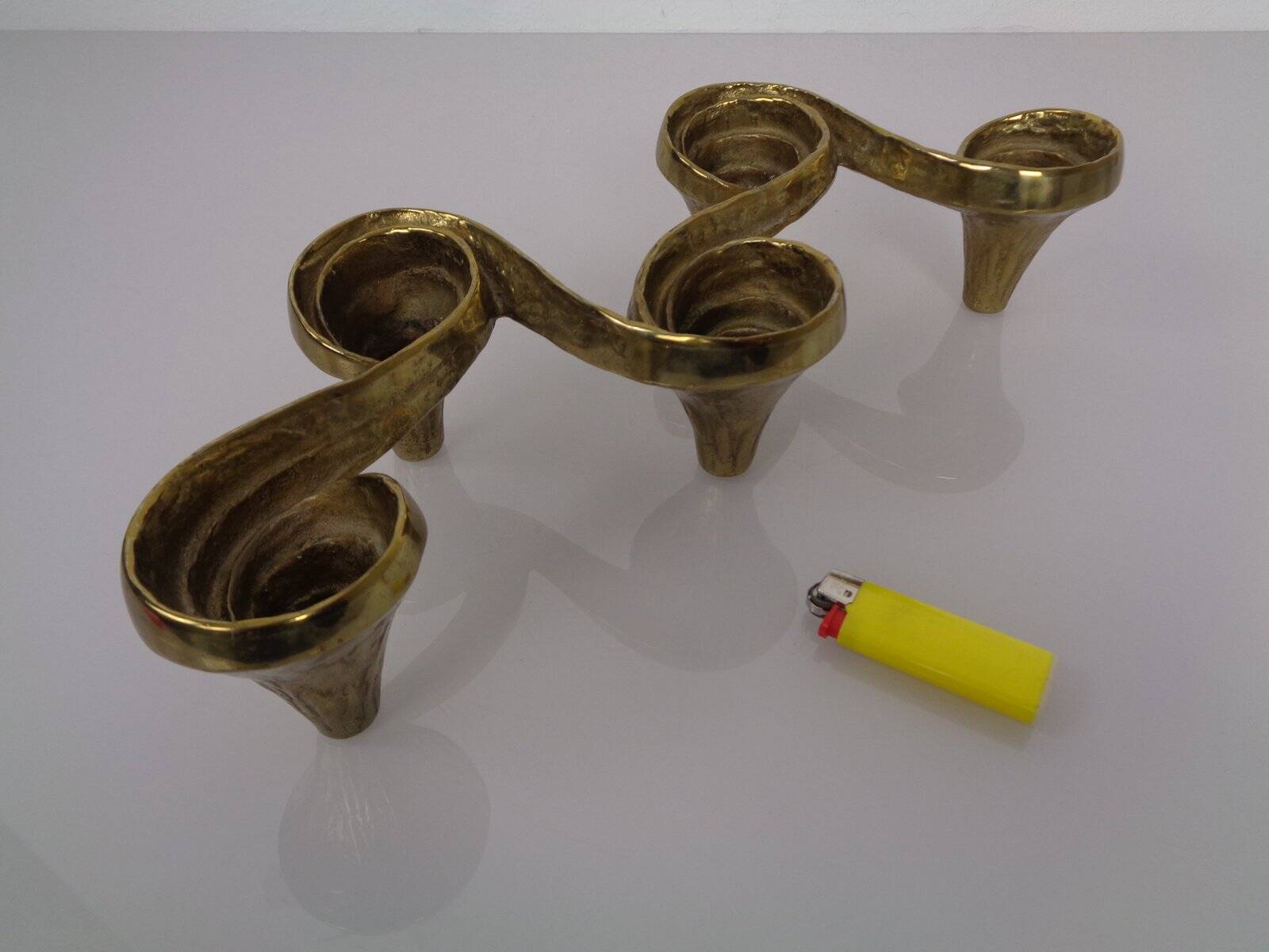 Large Brutalist Bronze Candleholder by Michael Harjes, 1960s