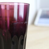 Set de 6 verres colorés dans leur support, panier en laiton