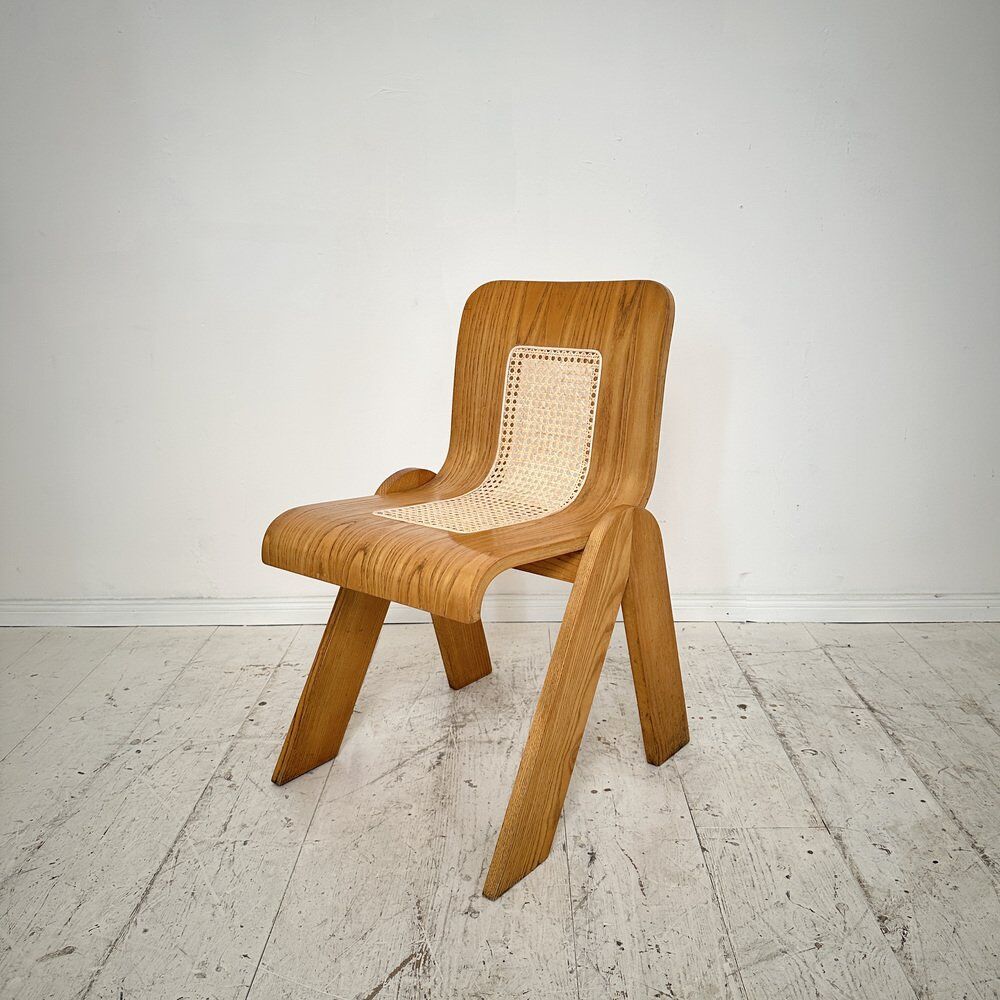 Italian mid-century ash & cane dining chair by Gigi Sabadin for Stilwood, 1972