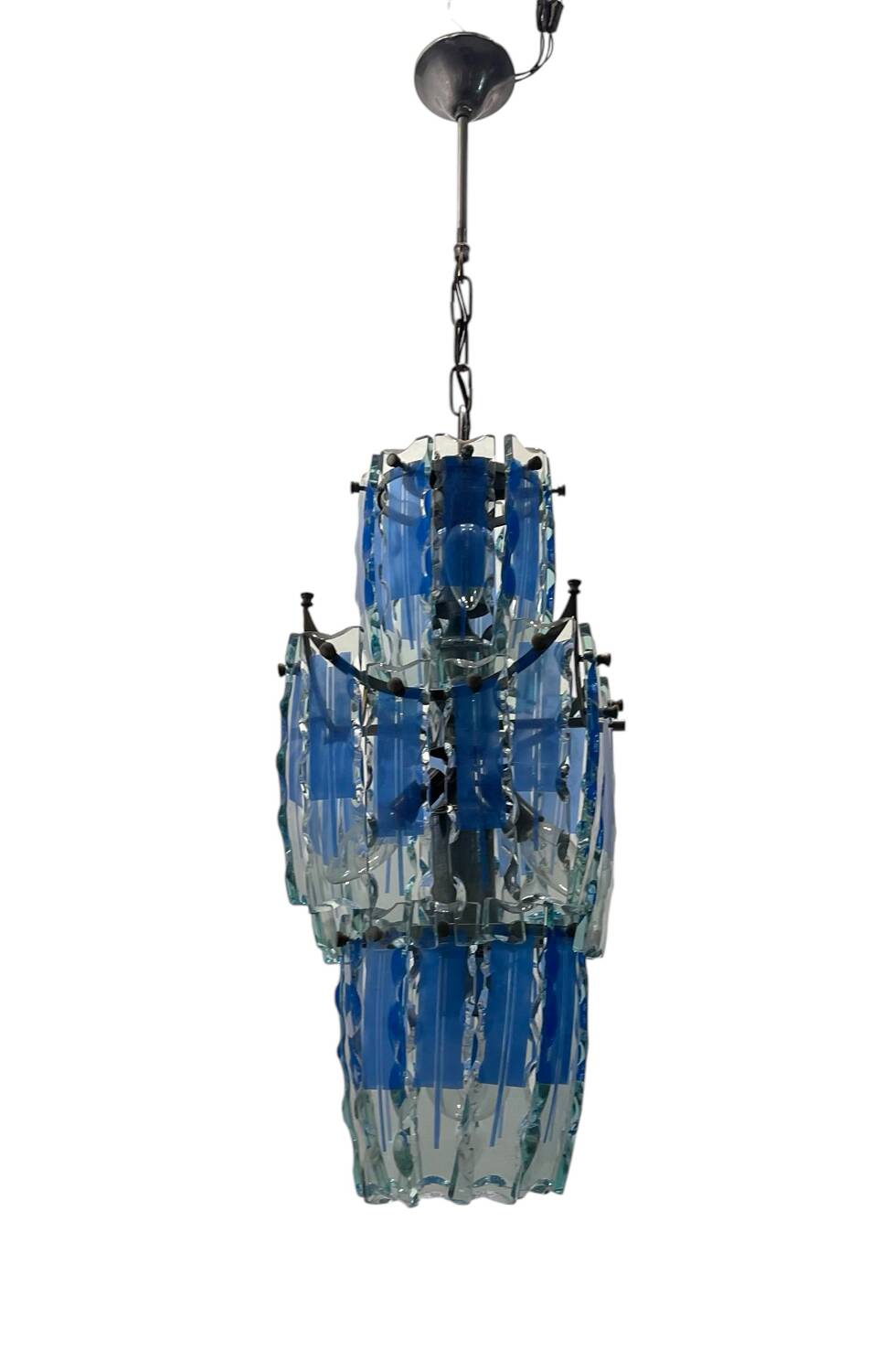 Midcentury Glass Blue Light Pendant 1970’s