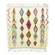 M'rirt Berber rug in cream wool with coloured patterns, 160 × 190 cm