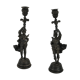 Silver bronze torch pair Paul Dubois