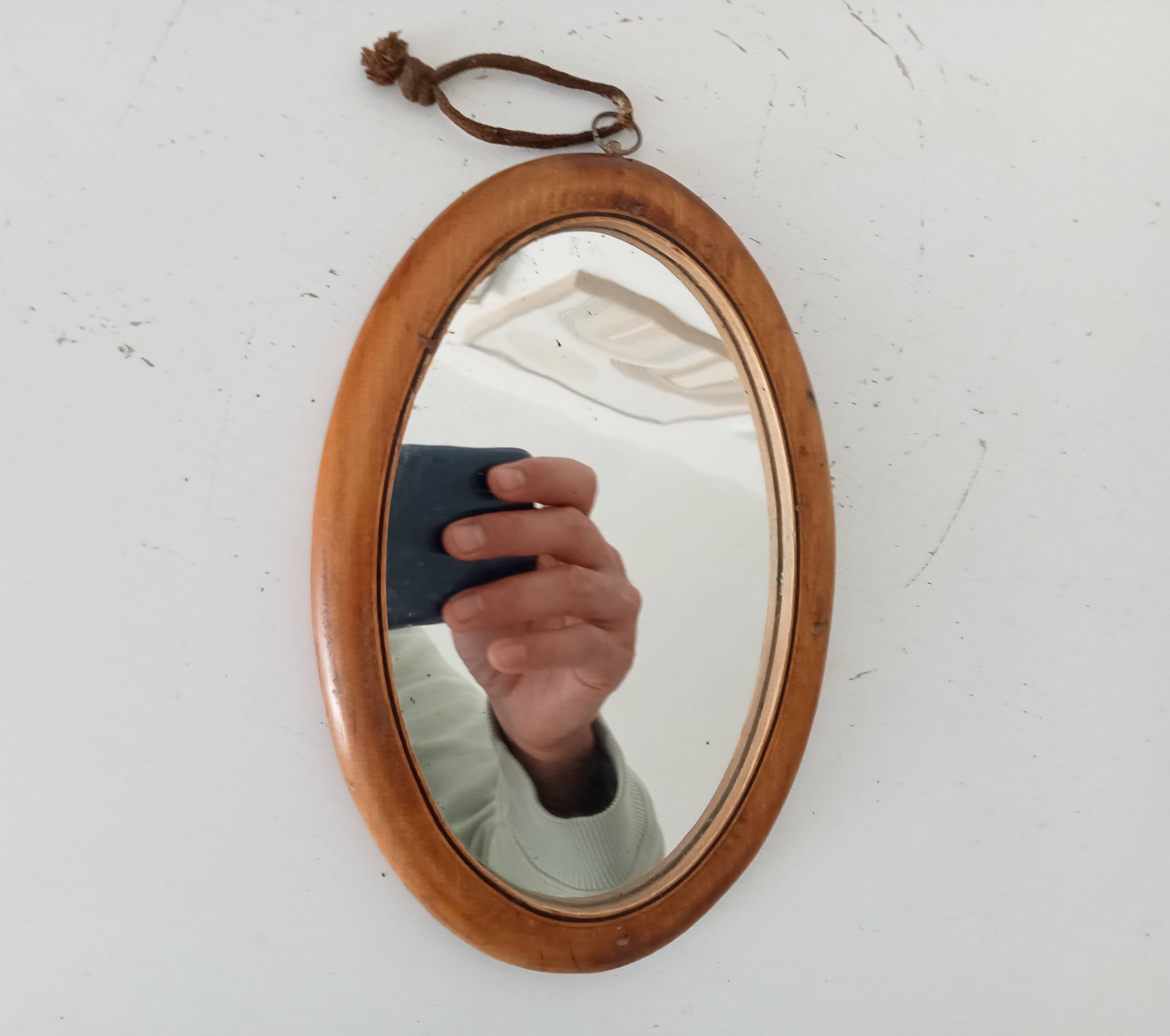 Mini antique walnut mirror from the 19th century.