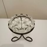 Bougeoir en verre socle en métal
