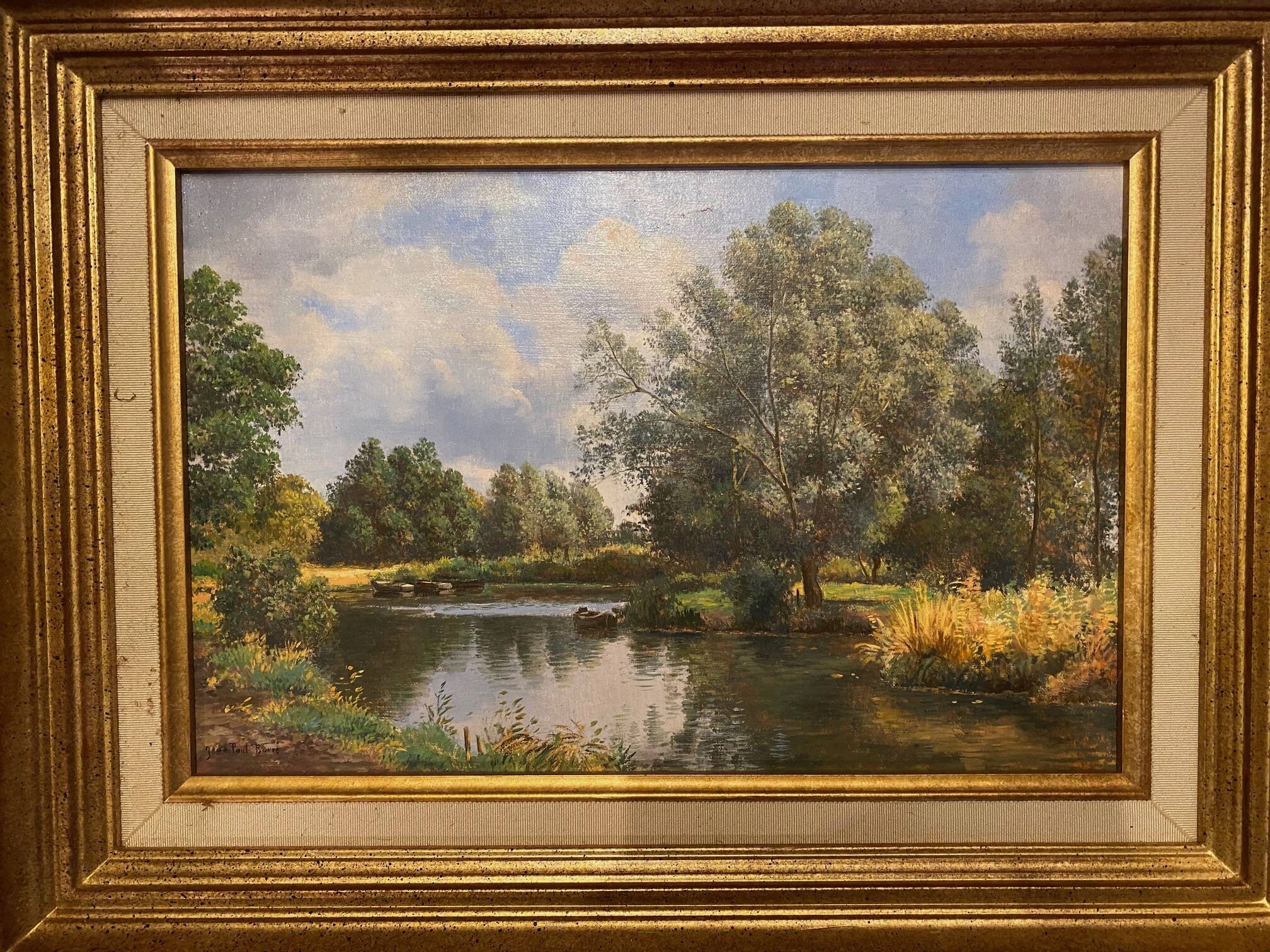 Oil painting on canvas kerfeuille marais de briere signed jean paul barre