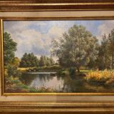 Oil painting on canvas kerfeuille marais de briere signed jean paul barre