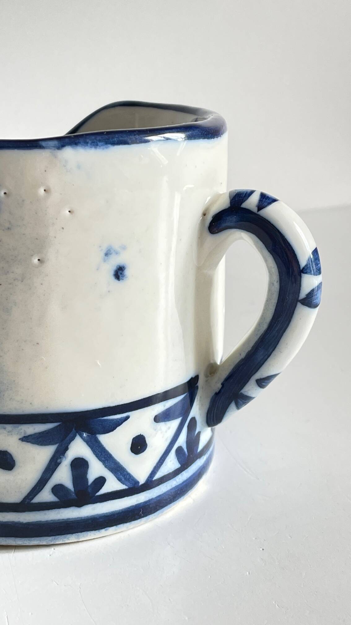 Blue ceramic hand candle holder vintage craft