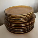 Set of 6 Dieulefit glazed earthenware plates workshop Mourre Milon 1970