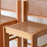 Ensemble de 2 tabourets de bar vintage italiens en rotin