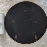 Vintage hand painted wooden round wall mirror