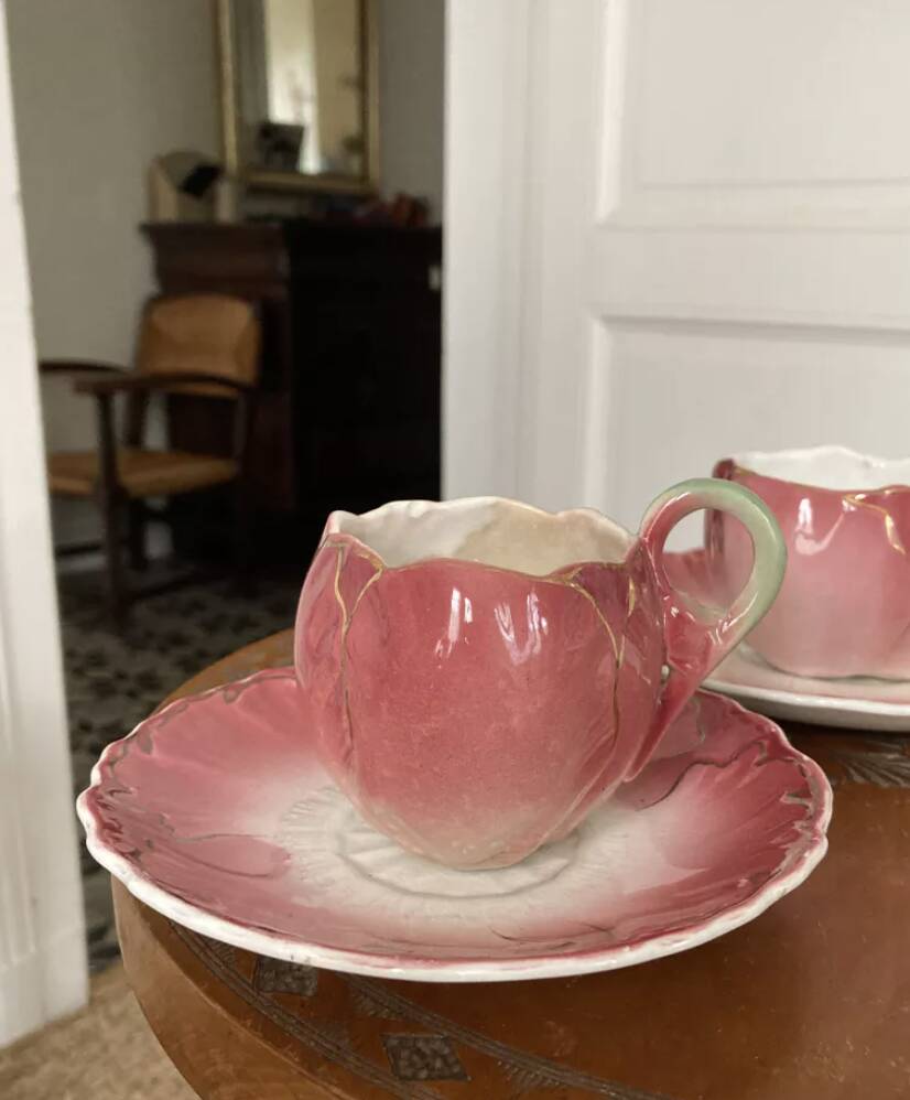 Lunéville keller and guerin pink slip cups.