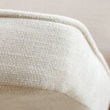 Fauteuil Lounge Vintage Crème Blanche Tissu Bois Naturel Design Scandinave