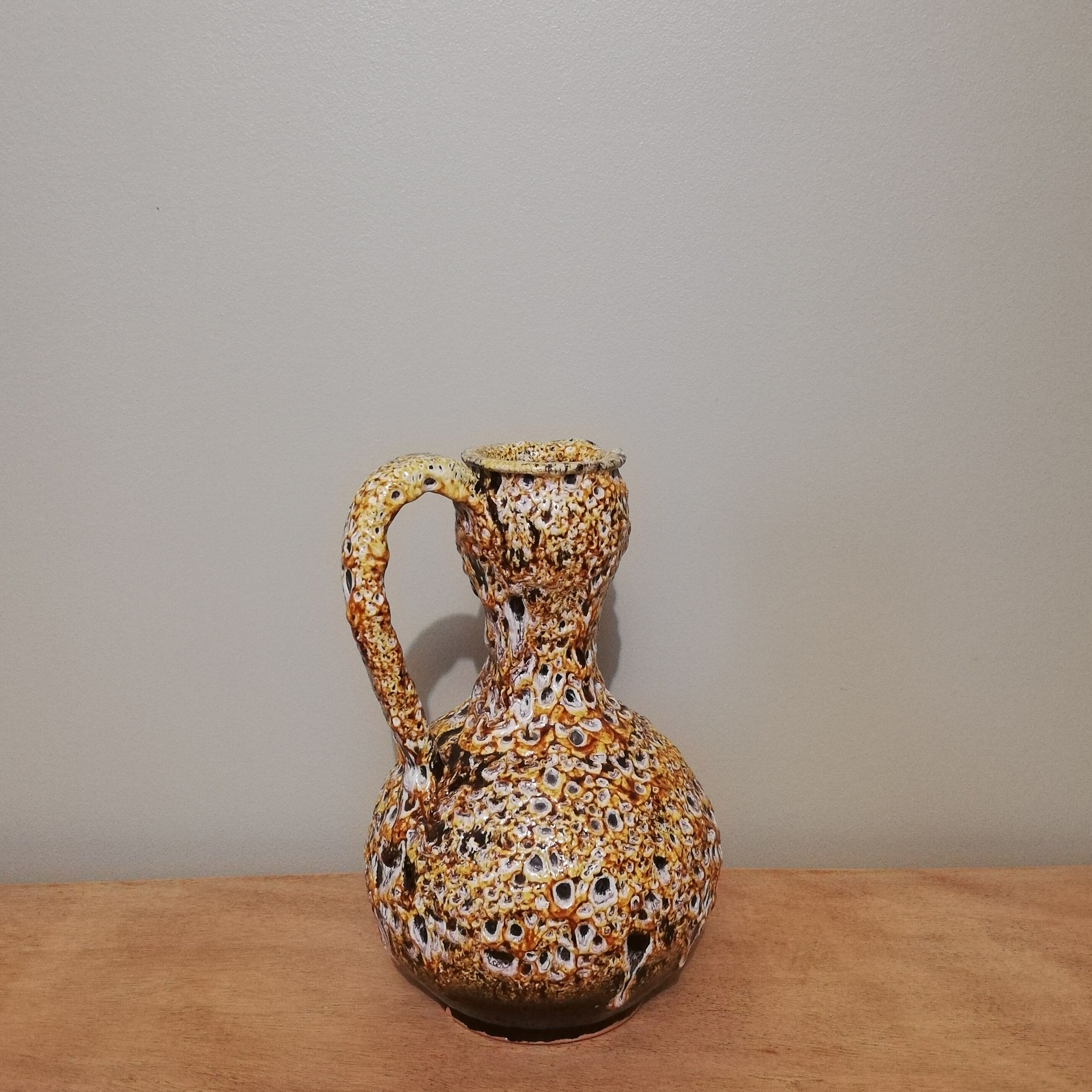 Honey colored Fat Lava ceramic pitcher vase