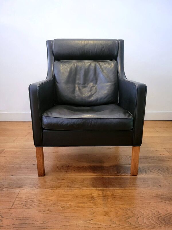 Fauteuil à oreilles vintage 2431 avec ottoman par Børge Mogensen pour Fredericia