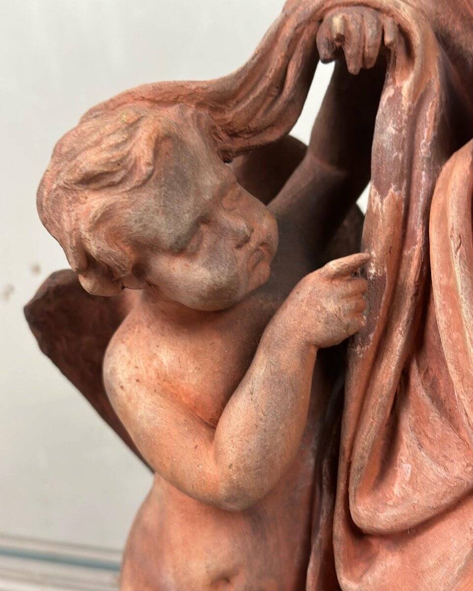 The sculpture, original terracotta signed and dedicated, Charles Van Oemberg.