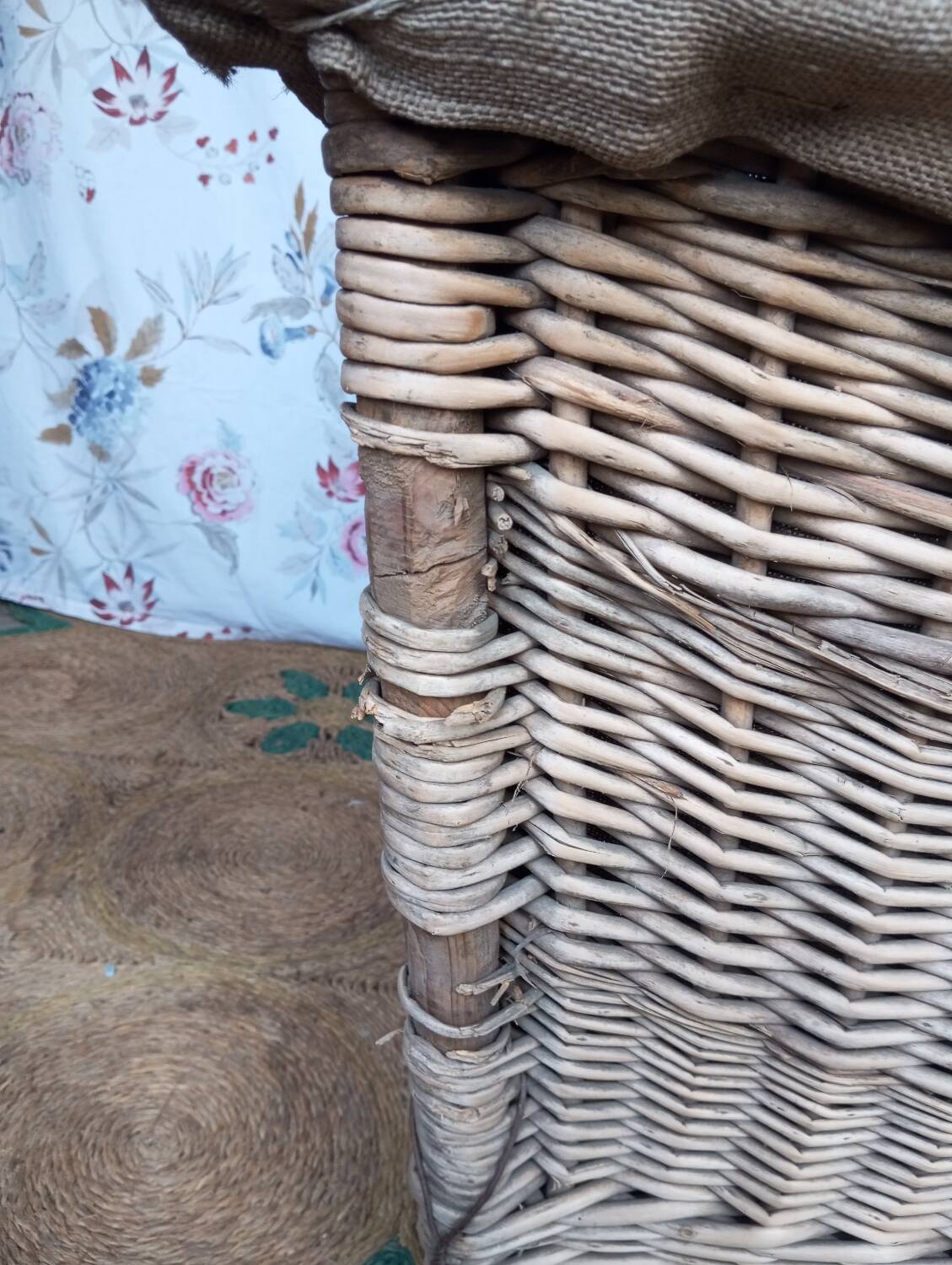 Wood and wicker basket, antique, size xxxl.