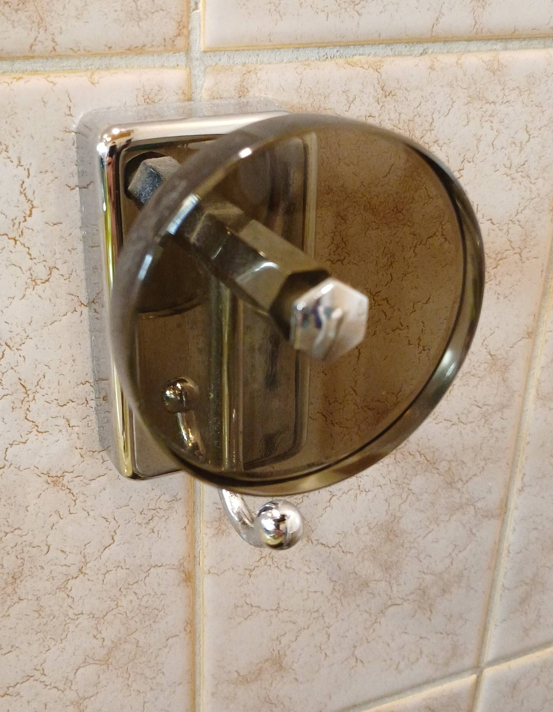 Vintage bathroom mirror with hooks