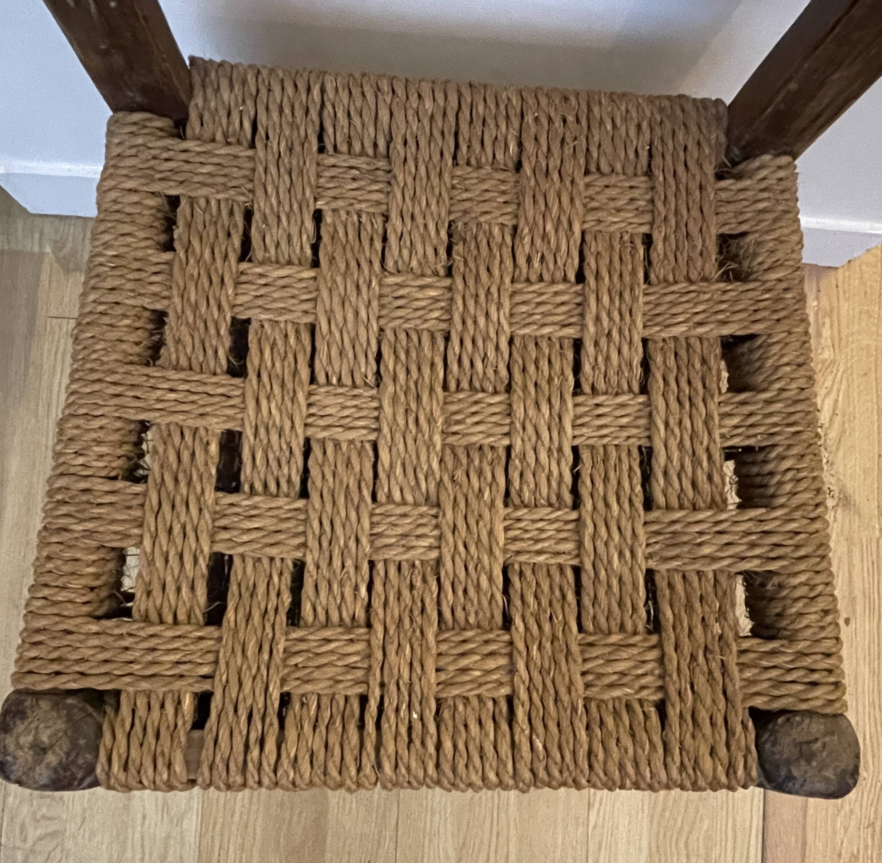 Wood chair and rush cord brutalist style from Queyras