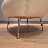 2 white leather armchairs, 1980s