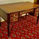 Louis XVI style desk, mahogany, tan leather