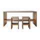 Ensemble bureau, console et 2 tabourets en chêne massif