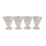 4 old conical liquor glasses cut with 10 flat ribs with faceted sides