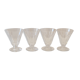 4 old conical liquor glasses cut with 10 flat ribs with faceted sides