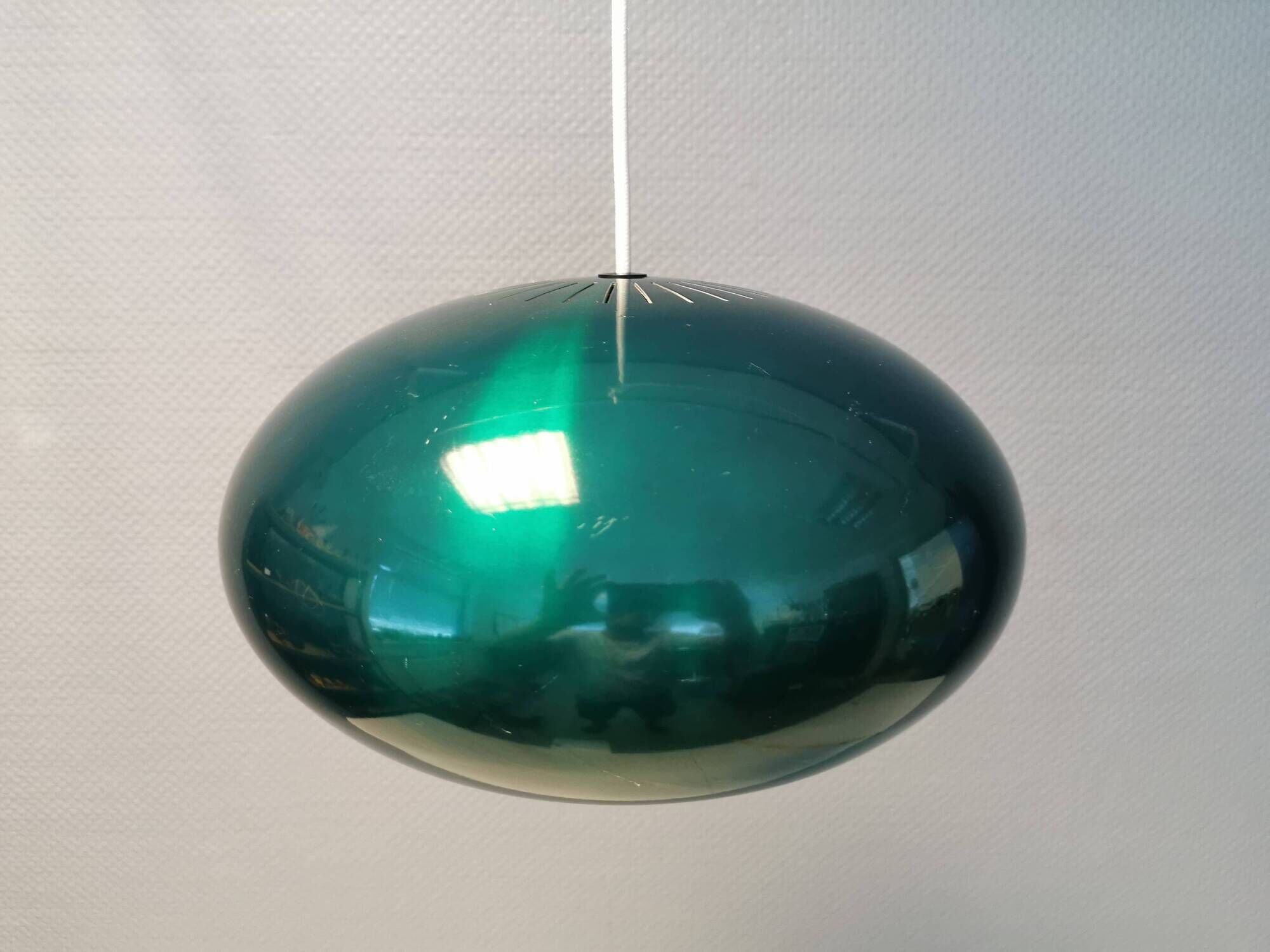 Top-class design lamp Model Medio in metal green colour (original) 1966. Jo Hammerborg Denmark