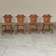 Set of 4 Vintage Tyrolean Dining Room Chairs in Pine, 1970s.
