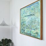Abstract impressionism painting - Turquois Town with Animals