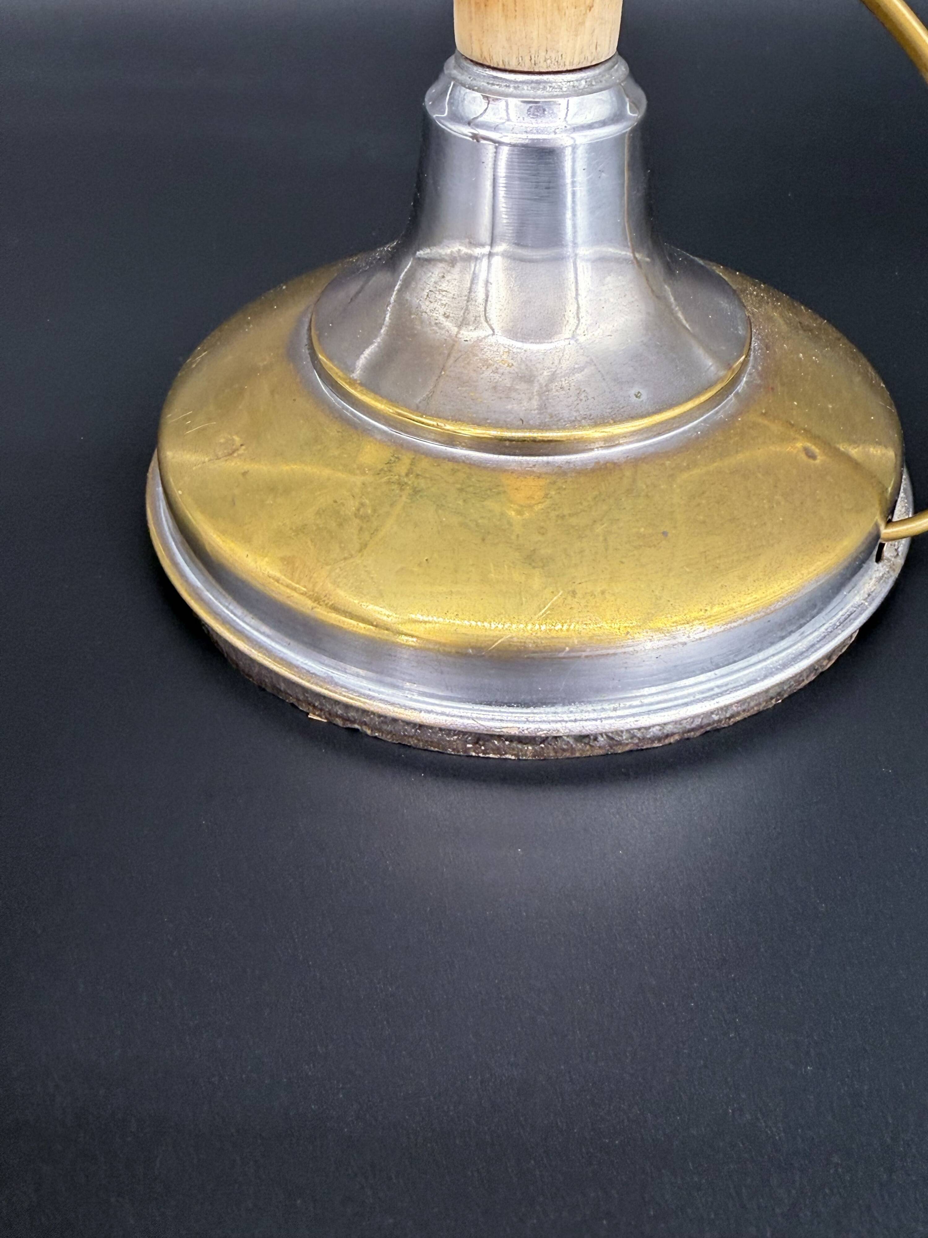 Art Deco desk lamp Pirouett chrome, brass and wood, 1930