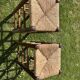 5 Charlotte Perriand-style wooden and straw bar stools