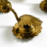Two beautiful original Mid Century Modern floral wall lamps made of brass w