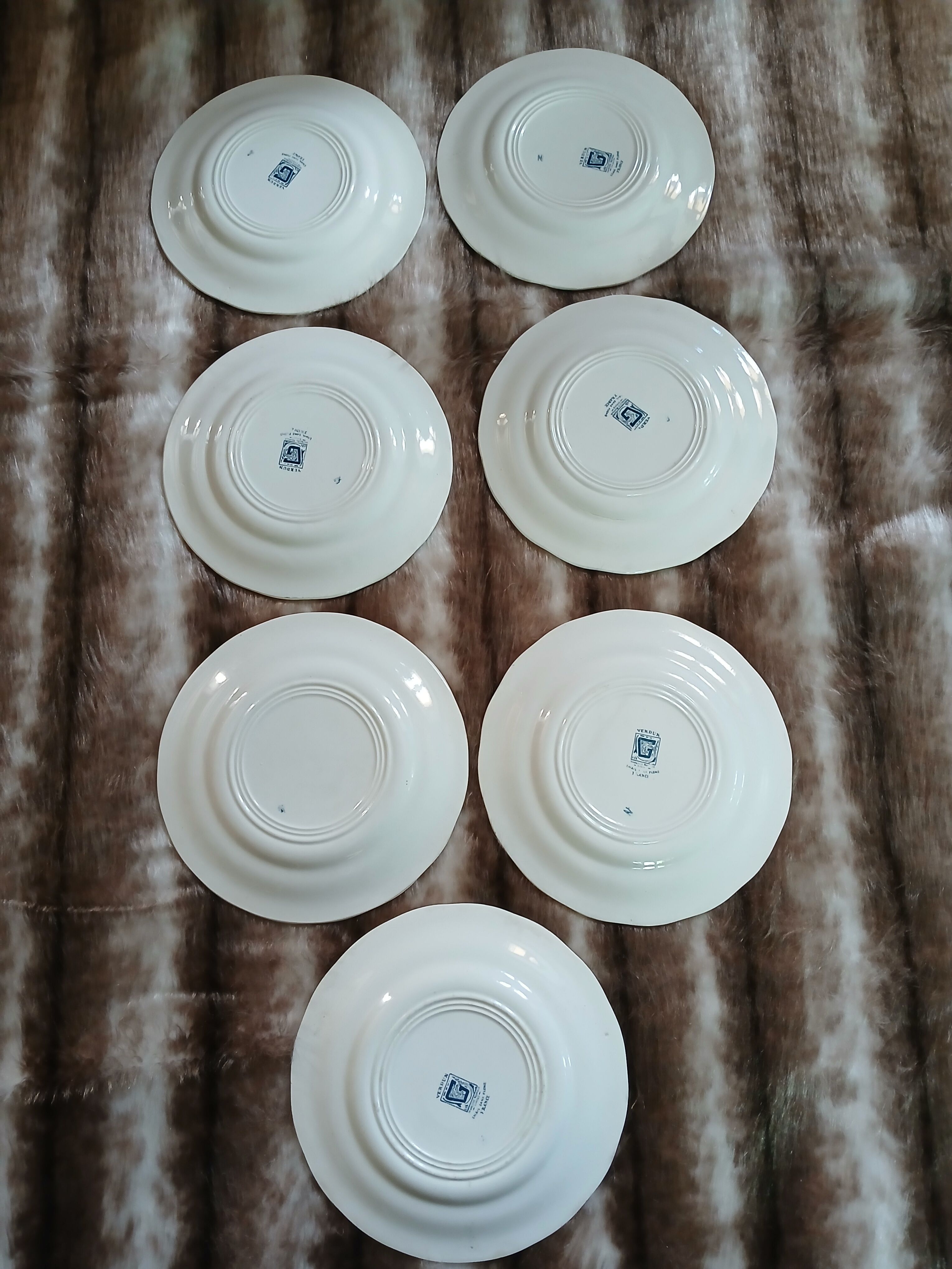 7 antique dessert plates in ironstone